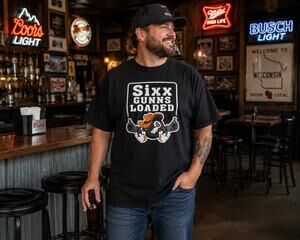 Hanes 2XL Black Cotton Graphic T-Shirt Local Bar Band Sixx Gunns Loaded Merch WI